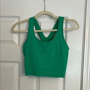 Green Ribbed Women's sports bra tank